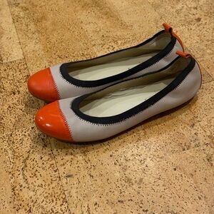 Very Lovely Soles Geneva leather Orange and Nude Women's flats Size 10